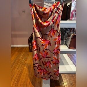 Floral Maxi Dress with Red and Pink Leaves